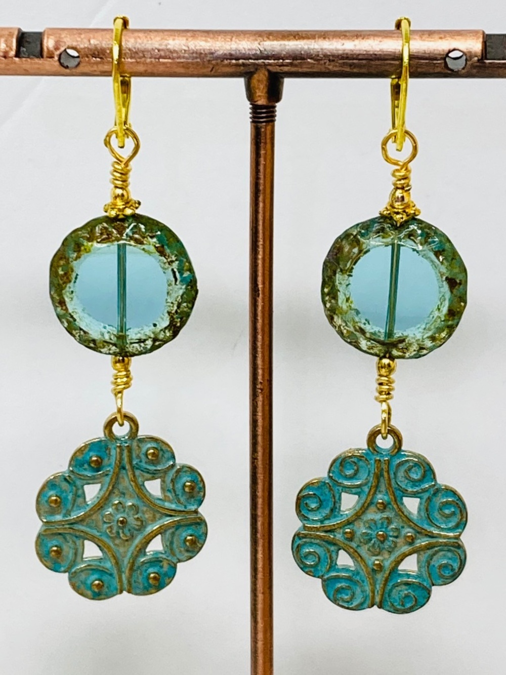 Teal colored earrings